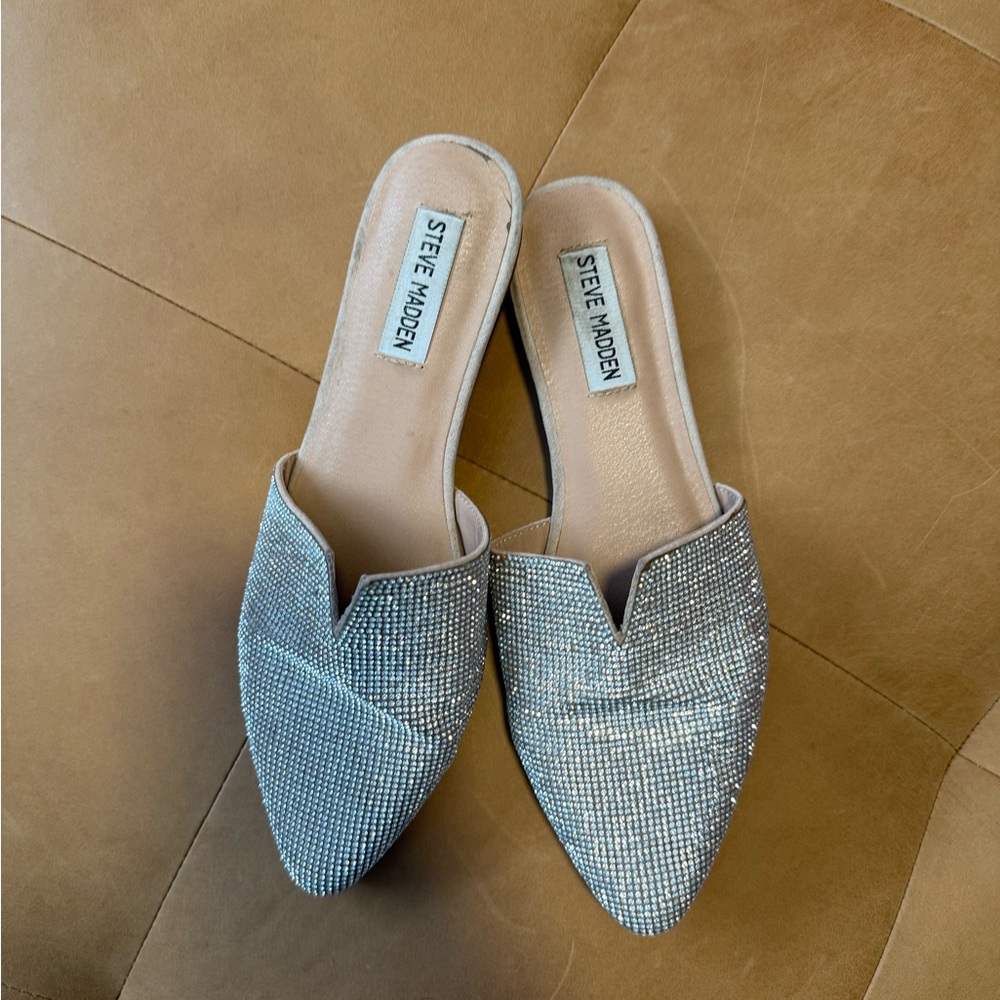 Steve Madden Silver Sparkly Mules